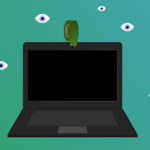 Laptop con cinta en la camara frontal