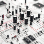 Placa base con componentes electrónicos