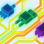 Transistores sobre unas pistas de un circuito