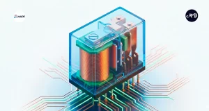 Un relevador conectado a unas guías de circuito