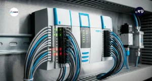 Panel de conexión de equipos FESTO industrial.