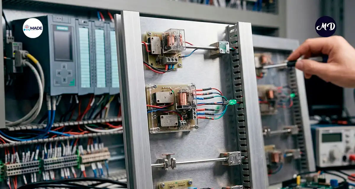 Tablero industrial y conexiones cableadas
