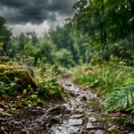 Lluvia avecinándose a el bosque.