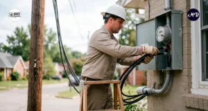 Personal técnico realizando una instalación eléctrica.