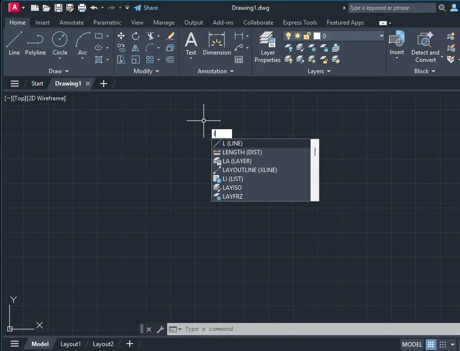 Comando Line o linea en AutoCAD