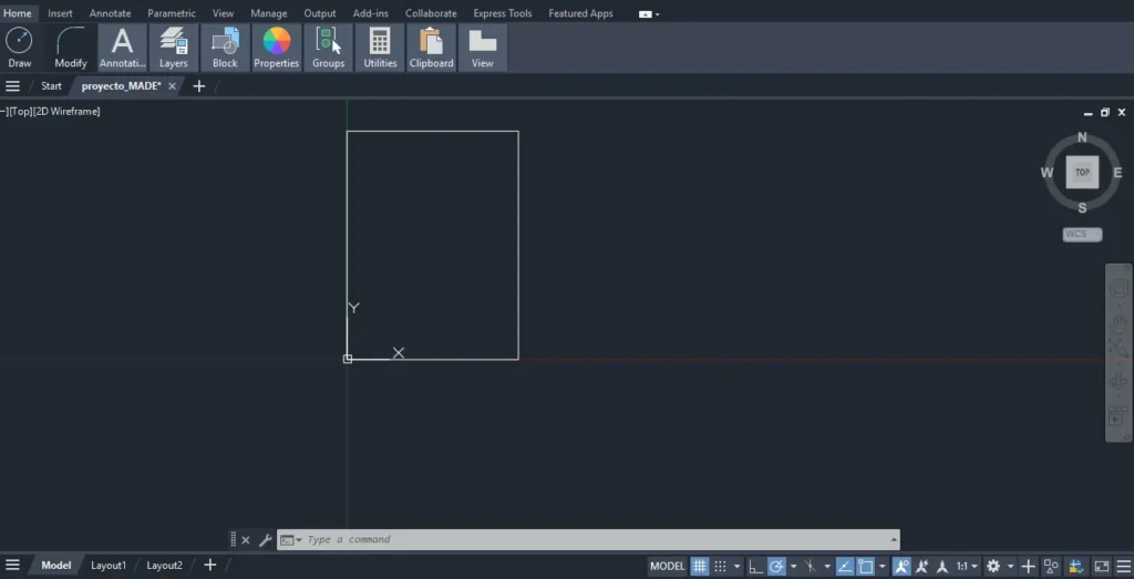 Rectángulo en AutoCAD